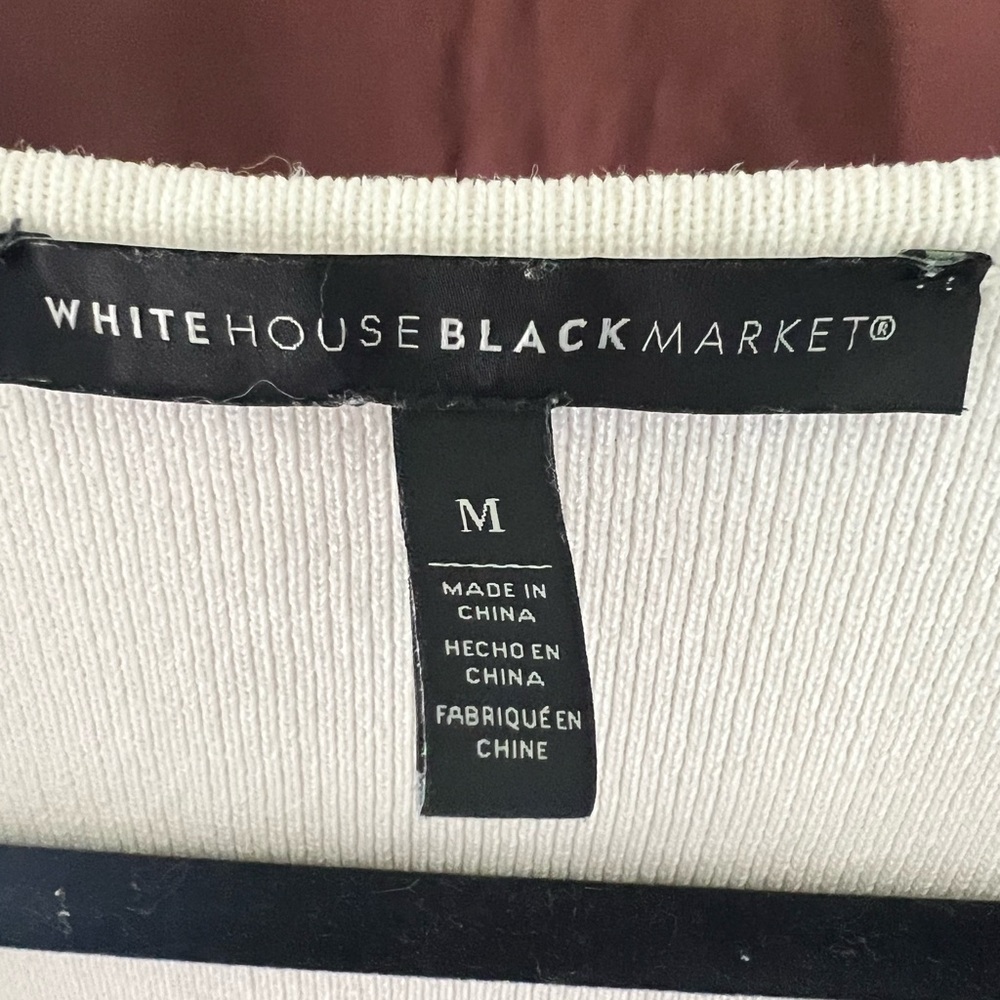 White House Black Market Cream Sweater with Square Neck - Picture 2 of 6